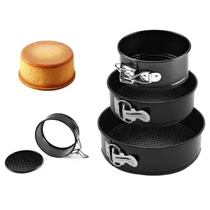 Round Cake Pan with Lock Buckle, 3 Counts/set Carbon Steel Baking Mold Set, Cake Baking Mold Set, Kitchen Baking Supplies