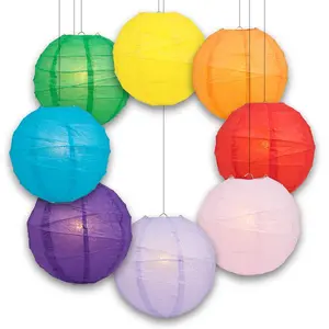 30 Inch to 36 Inch Free-Style Ribbing Paper Lanterns - Various Colors Available