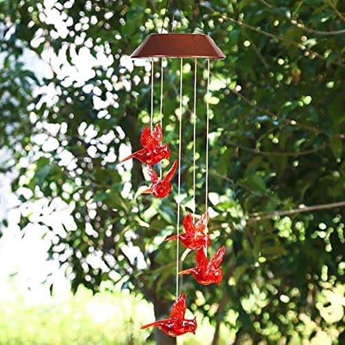 Solar Cardinal Bird Bell Lights, Outdoor Garden Yard Decoration, Suitable for Christmas, Halloween, Family Party Night Garden Decoration Valentine's Day Gift