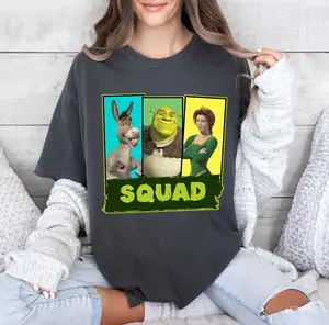 Shrek Squad Colorful Portrait Panels Classic T-Shirt, Shrek, fiona, Donkey Classic Tshirt. Shrek Squad Vintage Shirt