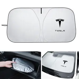 Car Windshield Sun Shade Cover for Tesla Models 3 S X Y Cybertruck Roadster Accessories, Sun Protector Board for Maximum UV Defense, Car Sunshade, Windscreen Shade Cover