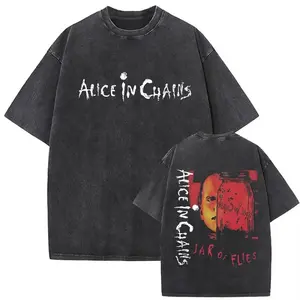 Limited Washed Vintage Rock Band Alice in Chains T-shirts Men Women Retro Gothic Punk T Shirts Men's Casual Oversized T-shirts