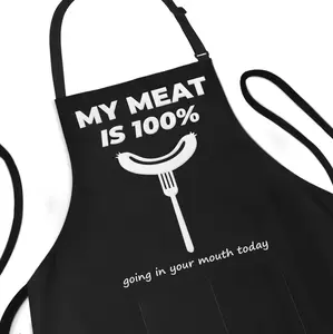 APRON DADDY Chef Apron - My Meat is 100% Going In Your Mouth Today - Funny Grilling gift for Dad