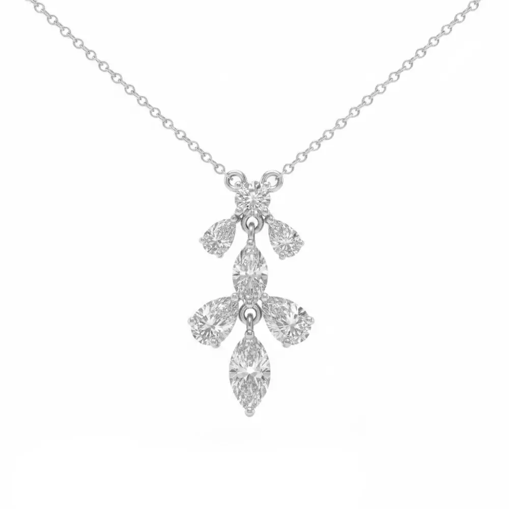 1.00ct 14K White Gold  Diamond Necklace 18"