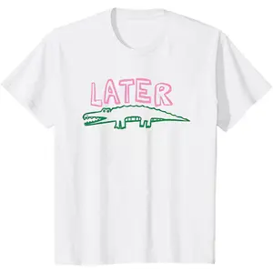 Pure cotton Later Gator Casual Shirt for Women - Loose-Fitting Short Sleeve Crew Neck Top in Pure Cotton for Summer Streetwear