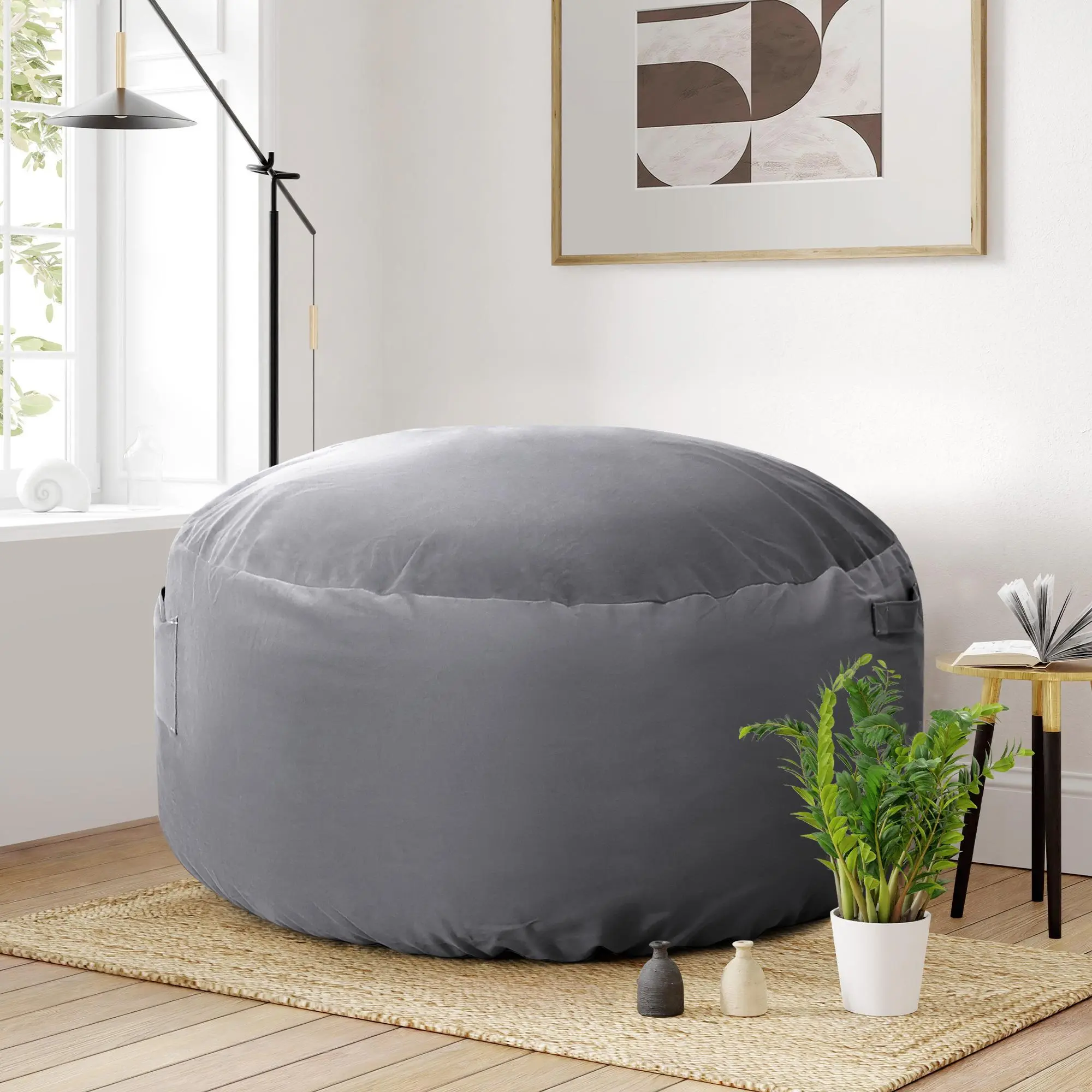 Sweetcrispy Bean Bag Chair, Oversized Beanbag for Gaming Reading Foam Filled Couch Furniture with Soft Removable Cover, Giant Comfy Sofa