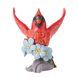 Jim Shore Caring Cardinal Forget-Me-Not Figurine, 4.8"