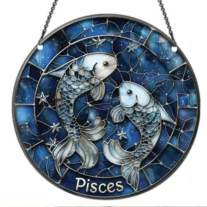 Azaad Apparel Pisces Ornament Acrylic Window Hanging; Gift For Zodiac Lovers Gift Gift, Home Wall Room Hanging Decor, Christmas Decorations