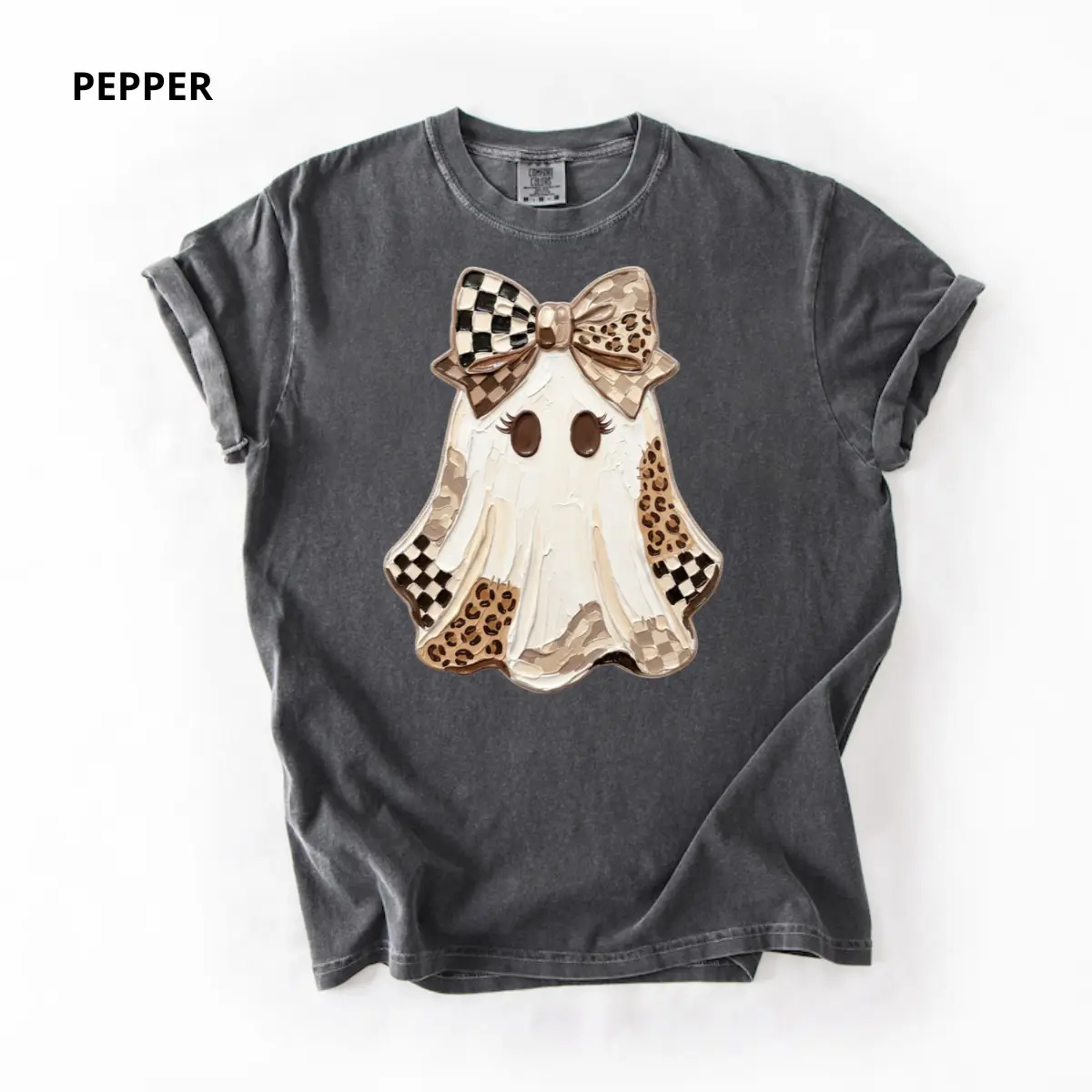 Comfort Colors Coquette Ghost Shirt, Preppy Halloween Graphic Tee, Cute Bow Ghost T-Shirt, Spooky Season Aesthetic, Fall Gift