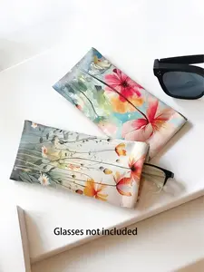 2pcs Flower Color Sunglasses Storage Bag, Eyeglass Case, PU Leather Glasses Pouch, Daily Use Eyewear Organizer