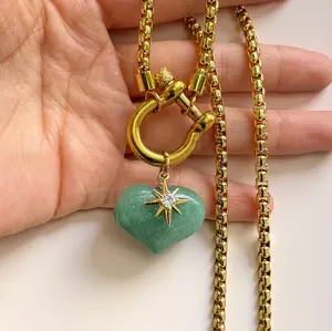 Aventurine Lucky Girl Syndrome Necklace with Heart Shaped Pendant for Prosperity and Personal Growth Green Aventurine Heart Necklace for Adults Step into Abundance with Modern Design and Grounding Energy