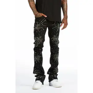 Firework Black Rhinestone Stacked Fit Jean