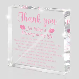 Thank You Angel Acrylic Decorative Plaque Blessing Sign, 4x4 Inch Christian Thankful Decor, Layered Gift for Women, Religious Memorial Present