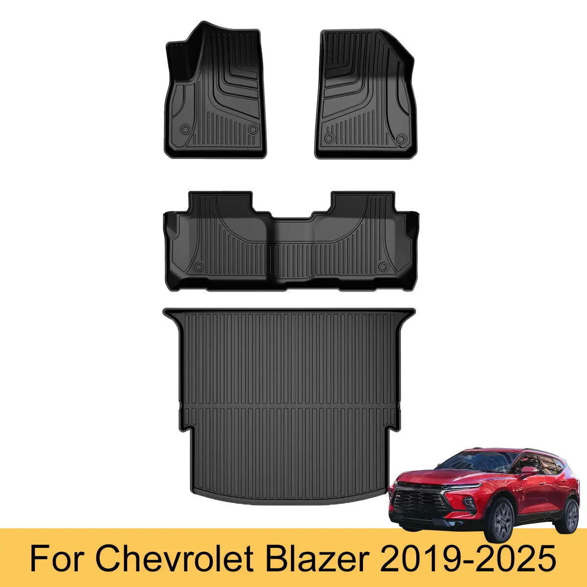 AOMSAZTO Contoured All-Weather TPE Rubber Car Floor Mats & Cargo Liner, Women's Essential Car Interior Accessory for 2019+ Blazer, Mat Floor Mats