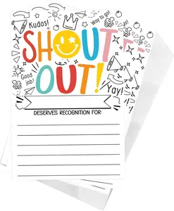 50 count Shout Out Card, Appreciation Cards for Teachers Students Employees Office Staff, Kudos Cards Team Classroom Good Behavior Incentive, Motivational Card for School or Workplace (Smiley )