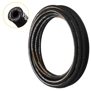 VEVOR Hydraulic Hose 1/4 inchx 328 ft, Coiled Hydraulic Hose 5800 PSI, Rubber Hydraulic Hose with 2 High - Tensile Steel Wire Braid, Bulk Hydraulic Hose - 20 to 140, Hydraulic Oil Flexible HoseVEVOR Super Brand Day