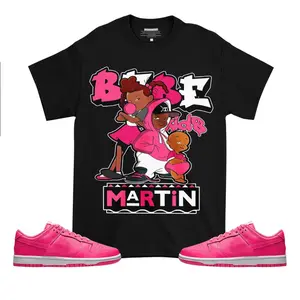 Martin Babe’s  90s Unisex  Match Dunk Low Hyper Pink Tee, Classic Crewneck