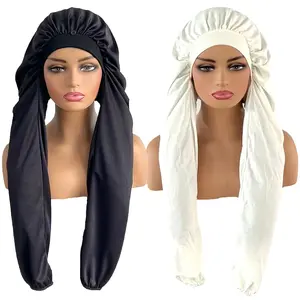 Ssawhair Bonnet for Women, Long Braids Hair Bonnets for Sleeping, 2 in 1 Long Hair Braids Protection & Breathable (Black & White)