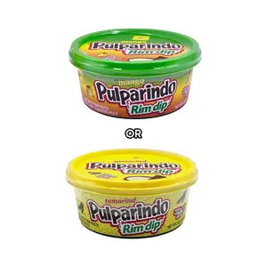 Pulparindo Rim Dip - Original or Mango Tamarind Pulp, Spicy and Sweet Candy in Dippable Container, Made With Real Fruit De La Rosa, Great for Drinks
