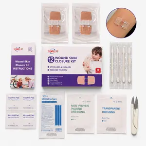 SIMELO Outdoor Wound Closure Kit, 12-Piece Portable First Aid Set with Zip Skin Closure Devices, No-Stitch Emergency Cut Care Solution for Camping, Hiking, Hunting, Fishing, Survival Gear & Travel, Adjustable Skin Closure Strips for Minor Cuts & Injuries