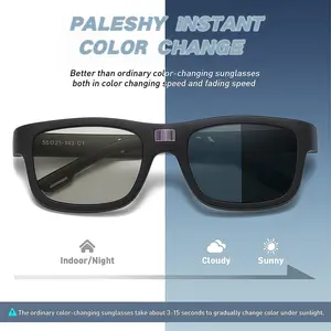 Paleshy  Smart Photochromic Polarized Sunglasses Square Sports Sunglasses for Men and Women UV400 Protection Lightweight Durable TR Frame