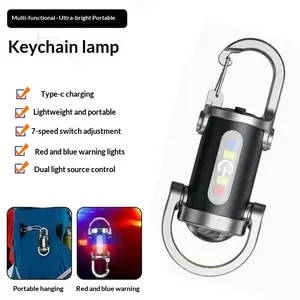 Portable Rechargeable Bright Keychain Flashlight Mini Keychain Flashlight Type-C USB LED Light with Multiple Lighting Modes for Camping Searching Walking and Hiking