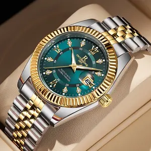 Men's Casual Business Fashion Round Dial Analog Quartz Watch, Luxury Waterproof Quartz Wristwatch with Stainless Steel Band,Stainless Steel Watch,trendy all-match watch,Movement Luminous Date for Party Daily Wear Birthday Gift & Party