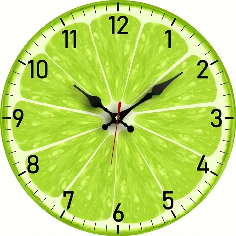 1pc, Simple Creative Fashion Hanging Clock, Lemon Fruit Creative Watch, Silent Quartz Round Wooden Clock, Suitable for Bedroom Living Room Office Kitchen Bathroom Decoration, Battery Powered Not Included