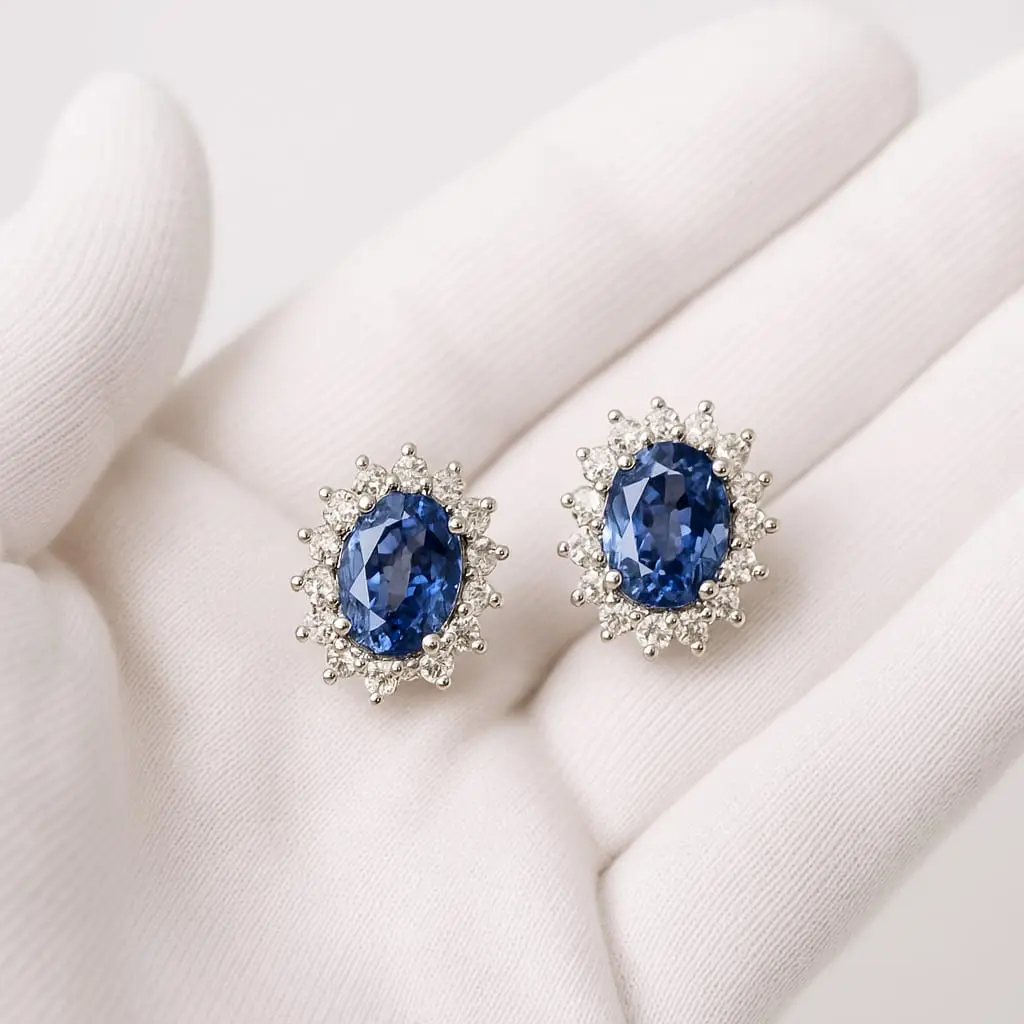 18K White Gold Diamond & Tanzanite Earrings