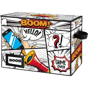 Collection Comic Book Storage Box, Comic Protector Organizer, 15.8" X 7.8" X 11.8", Collapsible Comic Short Box, Holds 160-180 Comic Book, Heavy Duty Comic Book Bin Container Holder Shelf (Cartoon Speakers)