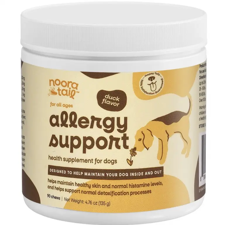NooraTail Allergy & Itch Relief for Dogs – Itchy Skin, Immune Support, Salmon Oil, Quercetin, Probiotics – 90 Soft Chews