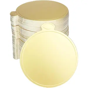 50pcs 3.15 Inch Golden Round Mini Cake Boards Mousse Cupcake Base Paper Dessert Boards