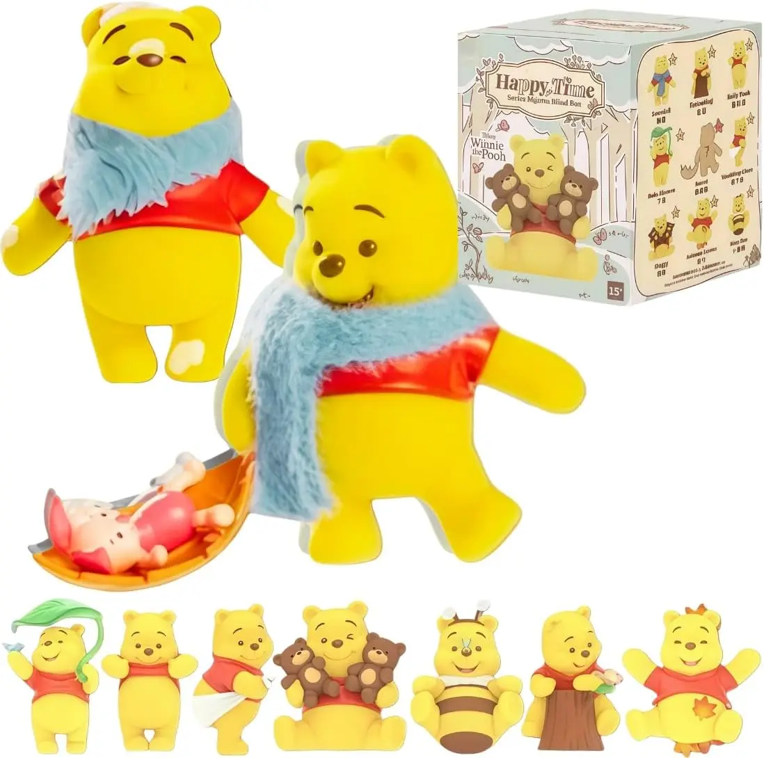 MINISO Winnie the Pooh Blind Box Happy Hour Series Blind Box Cute Desktop Ornaments Gift Collection Random One Piece,Birthday Gift
