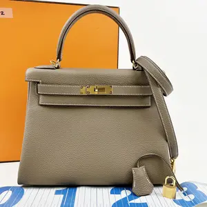 Pre-owned HERMÈS 1 Top Handle Bags Hermes 2022 Hermes Kelly Retourne 28 Etoupe w/ Gold Hardware