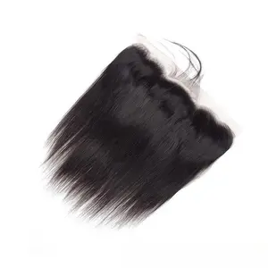 13X6 Straight Unprocessed Human Hair Lace Frontal Closure Wig, Breathable Lace Block Front Hair Extension, Wigs Realistic Hairpiece