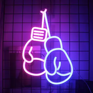 Boxing Glove Shaped Neon Sign, USB Plug Powered LED Glowing Wall Mounted Neon Light, Decorative Light for Bedroom Club Bar Party Atmosphere