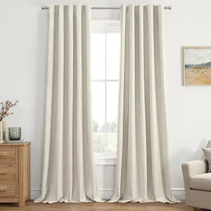 Cream Beige Blackout Curtains 96 inches Long 2 Panels Set for Bedroom Back Tab Thermal 100% Black Out Drapes Pleated Room Darkening Window for Living Room