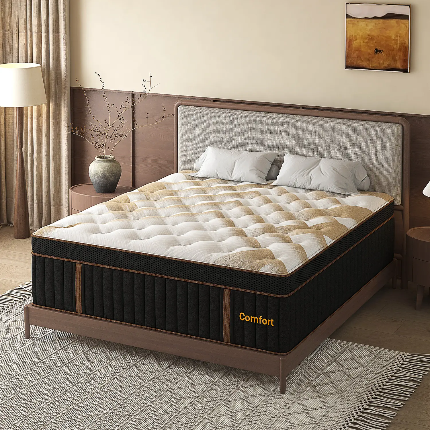 12/14 Inch Twin Full Queen  King Memory Mattress with Independent Springs Provides Pressure Relief  Motion Isolation and Firm Edges, Medium Firmness, Breathable , 100 Trials, Spring Mattress in a box ,Gel infuse memory foam