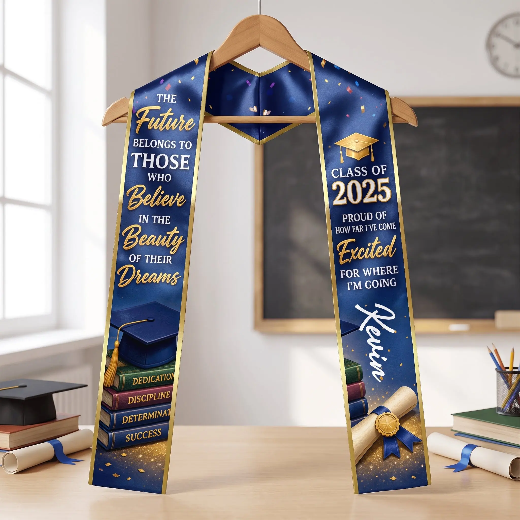 Personalized Proud of How Far I've Come Excited for Where I'm Going Graduation Stole – Custom Photo and Name