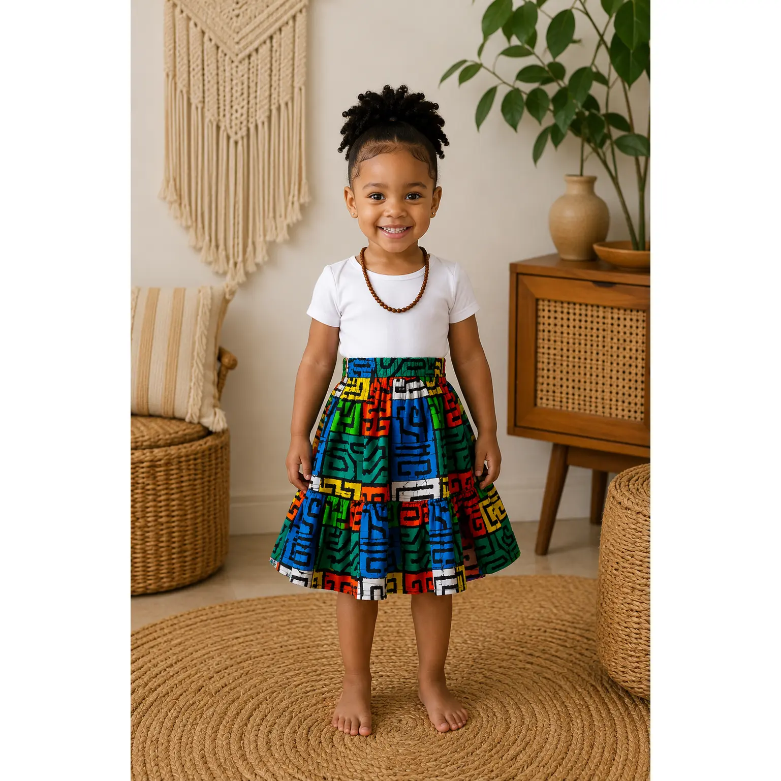 Tiered Skirt Ankara/Kitenge/African Print-  Blue/Orange/Teal/Tribal Print