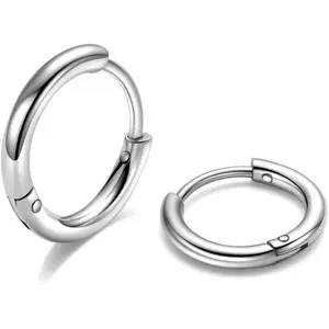 Huggie Hoop Earrings for Women Men - 316L Surgical Stainless Steel 6mm 8mm 10mm Mens Ear Hugging Hoop Earrings for Cartilage Gold Black 20G 18G Hypoallergenic Second Hole Sleeper Hoop Earrings
