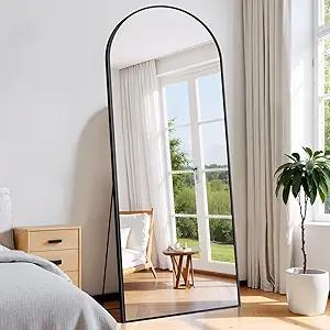 71"x26" Full Length Mirror Extra LargeMirror Full Length 71"x26" Full Body Floor Mirror with Stand, Shatterproof Glass, Aluminum Alloy Frame, Free Standing Wall Mounted or Leaning Arched Mirrors for Bedroom Living Room Entryway