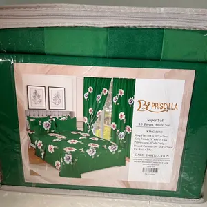 Luxury King Bedding Set with Curtains | Soft & Elegant 8pcs / 10pcs by Priscilla Collection.