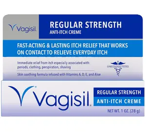 Vagisil Regular Strength Anti-Itch Feminine Cream for Women, Gynecologist Tested, Hypoallergenic, Fast-acting and Long-lasting Itch Relief, Vaginal Moisturizer Soothes and Cools, 1 oz (Pack of 1)