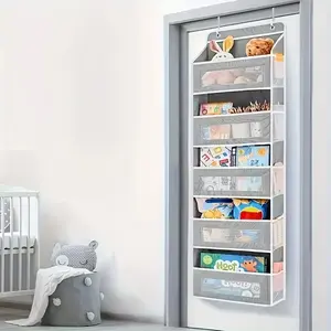 Heavy-duty 5-tier Rear Door Organizer - No-drill Anti-roll Door Hanger, 44 Lb (19.96kg) Load-bearing Capacity, Space-saving Storage Rack, Suitable for Wardrobes, Bathrooms, Kitchens - Easy-to-clean Fabric Structure