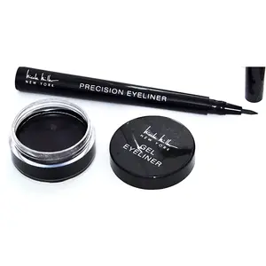 Nicole Miller Perfect Eyeliner Duo - Gel & Pen Liners, 24 Hour Wear, Ultra Black, Smooth Application, Long Lasting Makeup