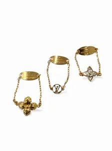 Pre-owned Louis Vuitton Blooming Strass M68378 Three Chain Rings Set with a Gold Tone Finish