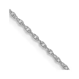 10K Solid White Gold 0.7MM . Carded Cable Rope Chain Necklace Womens Gold Chain Available in 16-24 Inch Lengths