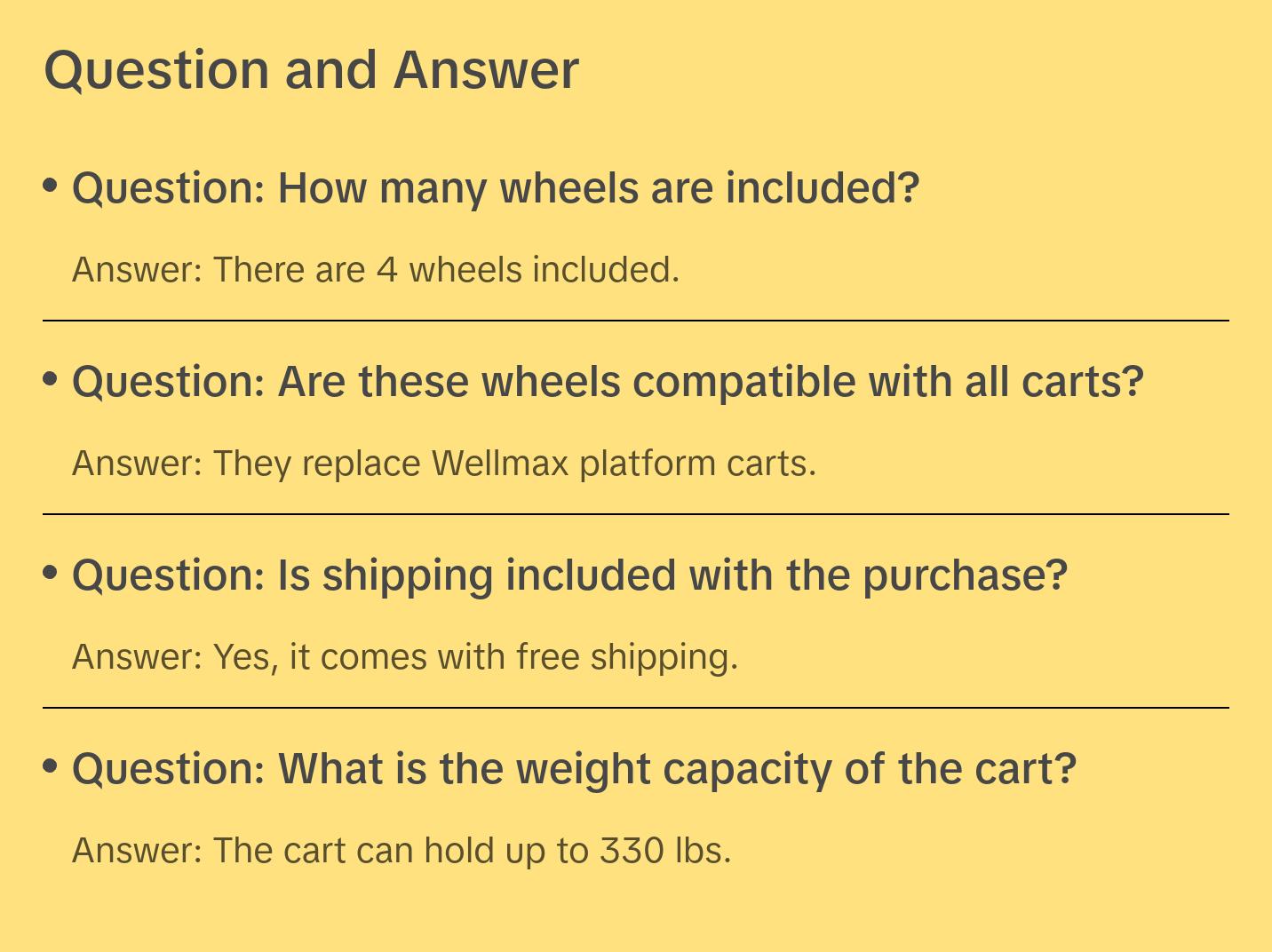 Wellmax 330LBS Platform Cart Replacement Wheels