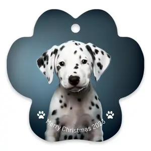 Personalized Dalmatian Paw Christmas Ornament with Custom Name and Dog Photo for First Xmas Tree Decor
